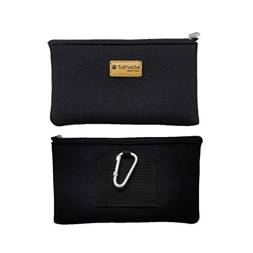 Tainada Men Women Horizontal Cell Phone Neoprene Shockproof Zipper Carry Case Bag Pouch with Belt Loop Holster & Carabiner Compatible with Most of iPhone, Android Phones (Black) - color: Black