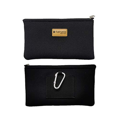 Tainada Men Women Horizontal Cell Phone Neoprene Shockproof Zipper Carry Case Bag Pouch with Belt Loop Holster & Carabiner Compatible with Most of iPhone, Android Phones (Black) - color: Black