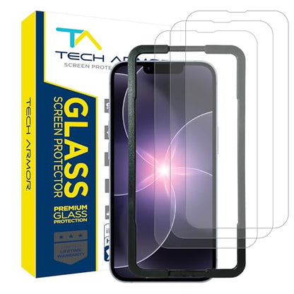 Tech Armor Screen Protector for iPhone 17e, 16e, 14, 13 Pro Glass, 3-Pack - size: iPhone 17e/16e/ 14 / 13 / 13 Pro-6.1 Inch
