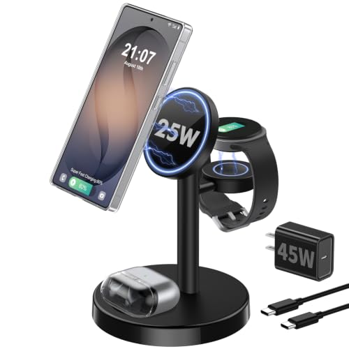 Aeinidi 25W Super Fast Strong Magnetic Wireless Charger for Samsung - color: Black Carbon, size: 25W