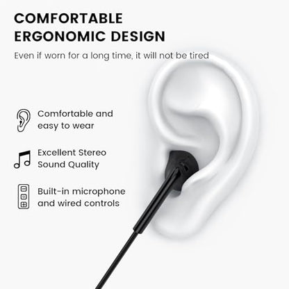 Wired Earbuds with Microphone,Wired Earphones in Ear Headphones HiFi Stereo - color: Black, size: 2 pack