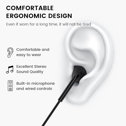 Wired Earbuds with Microphone,Wired Earphones in Ear Headphones HiFi Stereo - color: Black, size: 1 pack