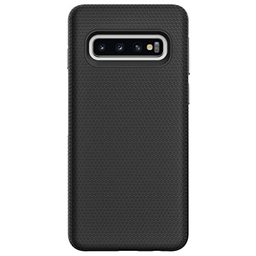 KIOMY Case for Samsung Galaxy S10, Shockproof Bumper Protective Cover Hybrid Design Hard PC Back with Flexible TPU Inner 2 in 1 Dual Layers Design (Matte Black) - color: Black