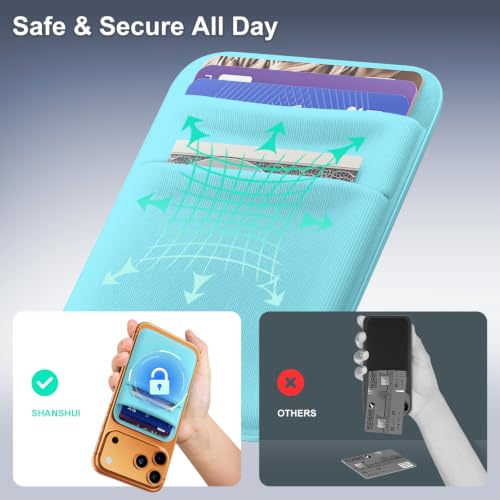 SHANSHUI Wallet for Magsafe, Stretchy Magnetic Phone Wallet Card Holder for Back of Phone Pocket Comaptible for iPhone & Most Smartphone (Green - color: Green