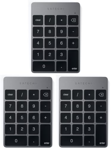 Satechi Slim Aluminum Bluetooth Keypad, Wireless Number Pad with 18 Keys, Micro USB Rechargeable Numpad, External Number Pad for MacBook Air/Pro/Neo, iPad Air/Pro, iMac, PC - Space Gray (Pack of 3) - color: Space Gray, size: Micro USB (Pack of 3)