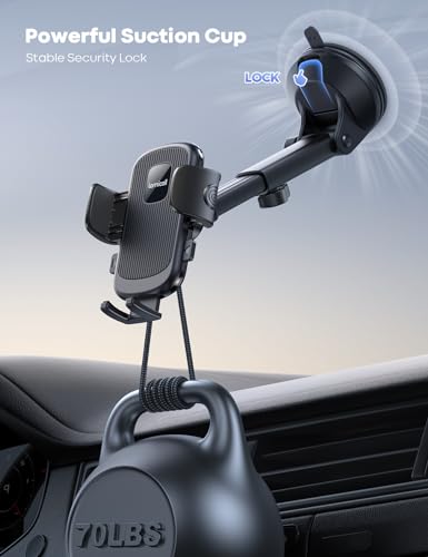 Lamicall Car Phone Holder Military-Grade Suction Cup Dashboard Windshield - color: Black