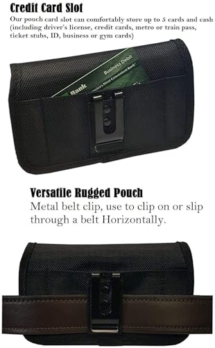 AH Military Grade Nylon Cell Phone Pouch - Clip Holder for Belt Loop, Fits iPhone 13/14 Max/Pro, S20 Plus, Otterbox (Large) - color: BLACK, size: Large (7.0 X 3.8 X 0.7 in)