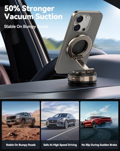 TECKNET Car Phone Holder,Vacuum Magnetic 360°Adjustable MagSafe Car Mount