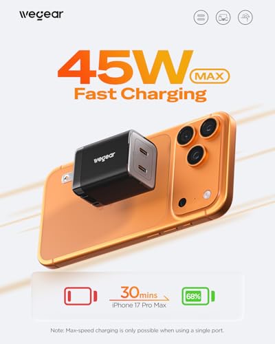 wegear 45W Dual USB-C GaN Fast Charger