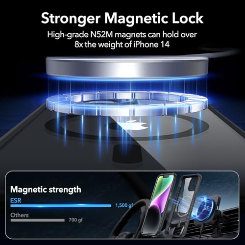 ESR for iPhone 15 Pro Max Case with Screen Protector, Clear Black | Compatible with MagSafe, with Camera Lens Protector, Military-Grade Drop Protection, Resists Scratches, Magnetic Phone Case - color: Clear Black