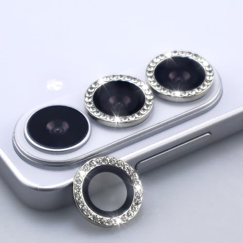 for Samsung Galaxy S26 / S26 Plus Camera Lens Protector, Bling Diamond Metal Ring Tempered Glass Lens Cover, Sparkly Rhinestone Accessories (Silver) - color: Silver