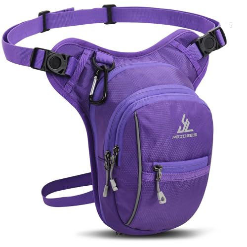 Peicees Motorcycle Leg Bag for Men Womens Thigh Bag, Expandable - color: Purple