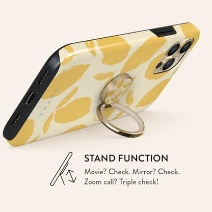 BURGA Cell Phone Ring, Holder Grip and Stand - Finger Phone Grip for Back of Smartphone Case, Kickstand 360 Rotation Ring - color: Lemon Tart, style: Gold