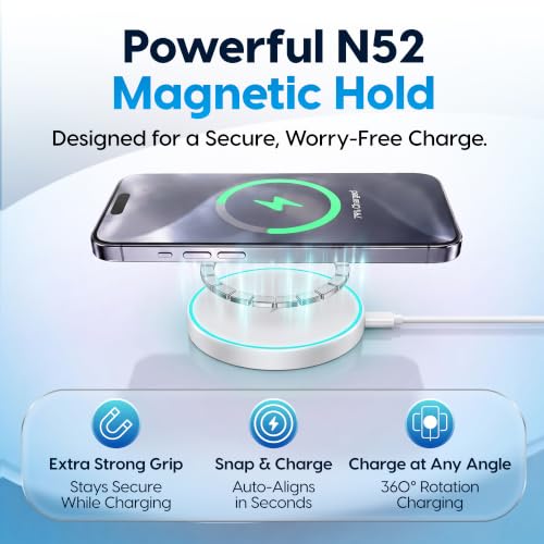 Magnetic Wireless Charger 2Pack,Charging Pad with Light,6FT Cable, Silver - color: Silver