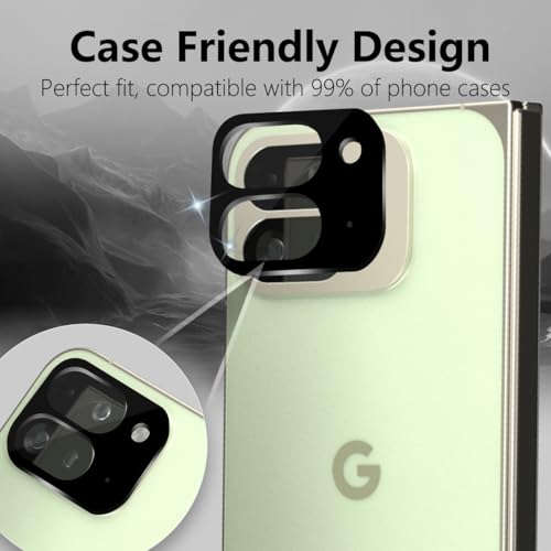2 Pack Camera Lens Frame for Google Pixel 10 Pro Fold, 9H Glass Screen Protector Anti-Scratch, Tempered Glass Camera Cover Accessories for Google Pixel 10 Pro Fold, Black - size: for Google Pixel 10 Pro Fold