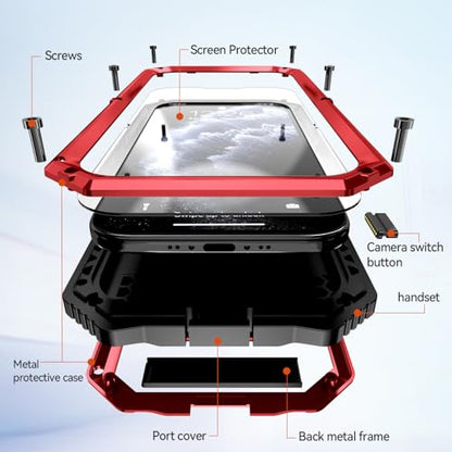 Lunivop Compatibility with iPhone Air Case 6.5'' 2025 Heavy Duty with Built in Screen Protector Lens Protection Rugged Stand 360 Full Body Military Grade Metal Bumper Phone Cases Men 17 Air Red - color: Red, size: iPhone 17 Air 6.5 2025