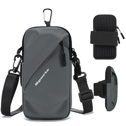 Cell Phone Armbands Running Phone Holder Armband, Shoulder Holster Phone Purse Crossbody Bag Pouch (Gray) - color: Gray