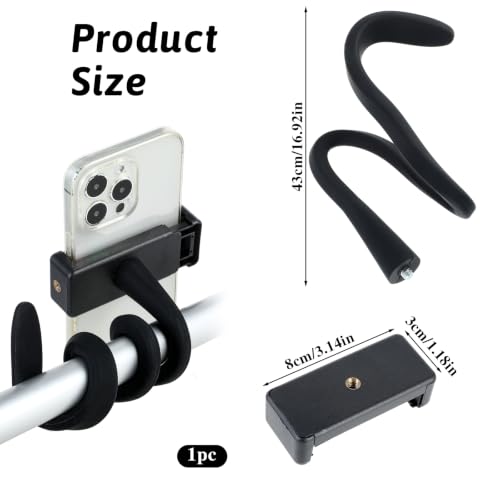 Stroller Phone Holder, Portable Flexible Cell Phone Holder Stand with Non-skidding Arm Grip Soft Alloy Phone Clamp Stroller Accessories for Baby Buggy Desk Handlebar Treadmill Pushchair