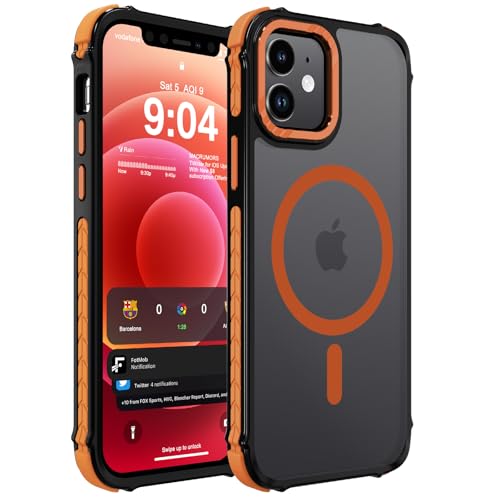 DEERLAMN Strong Magnetic Case for iPhone 12/12 Pro 6.1-Inch,[Compatible with Magsafe][Military Grade Drop Protection] Translucent Matte Shockproof Protective Phone Cover-Frosted Orange - color: Orange, size: for iPhone 12/12 Pro 6.1-Inch