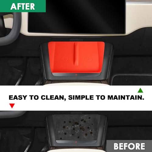 Center Console Wireless Charging Silicone Mat Compatible with Tesla Model X Model S 2023 2022 2021 Accessories Waterproof Cover Interior Pad Non-Slip Mats Phone Tray Upgrade (Red)