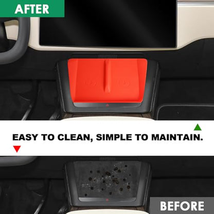 Center Console Wireless Charging Silicone Mat Compatible with Tesla Model X Model S 2023 2022 2021 Accessories Waterproof Cover Interior Pad Non-Slip Mats Phone Tray Upgrade (Red)