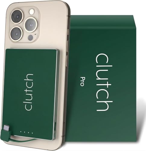 Clutch - Pro USB-C Portable Charger - Compatible with iPhone 15, 16, 17 & Android Devices - Power Bank Magnetic Battery - TSA Travel Approved - USB Rechargeable - Built-in Cable - 5000 mAh - 3.7oz - color: Green