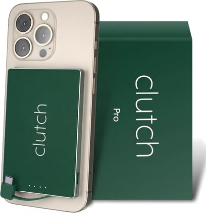 Clutch - Pro USB-C Portable Charger - Compatible with iPhone 15, 16, 17 & Android Devices - Power Bank Magnetic Battery - TSA Travel Approved - USB Rechargeable - Built-in Cable - 5000 mAh - 3.7oz - color: Green