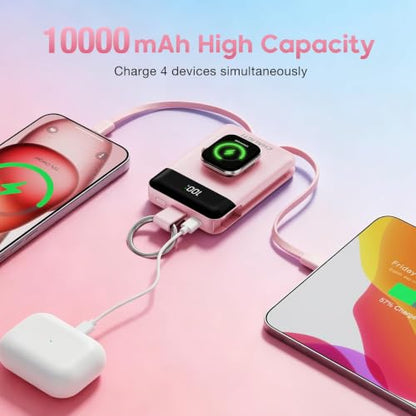 10000mAh Portable Charger,22.5W Power Bank& iWatch Charger,Pink - color: Pink, size: 10000mAh