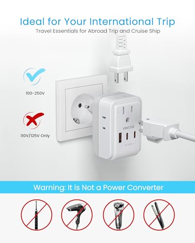 VINTAR 2 Pack European Travel Plug Adapter, PD 20W Type C Foldable Plug - style: 20W-Type C - Most of Europe