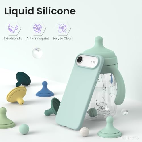 ORNARTO for iPhone Air Case 6.5", Slim Liquid Silicone 3 Layers Soft Gel Rubber Shockproof Protective Cover with Anti-Scratch Microfiber Lining-Mint Green - color: Mint Green