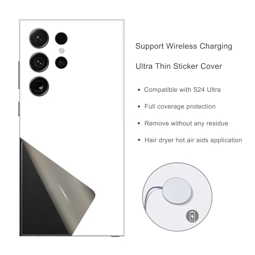 2 Pack Skin Wraps Compatible with Samsung Galaxy S24 Ultra (White) - color: White