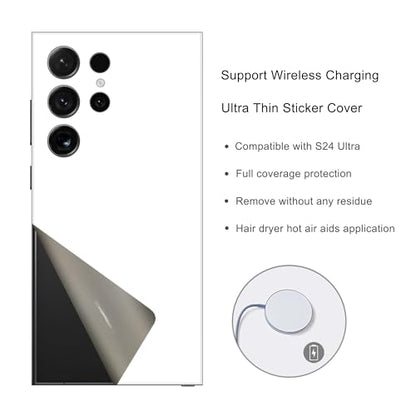 2 Pack Skin Wraps Compatible with Samsung Galaxy S24 Ultra (White) - color: White