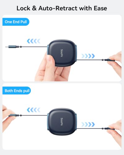 SOOPII 240W Retractable USB C Cable with Mag Snap Storage (2Pack 5.91FT) - color: NavyBlue, size: 5.91FT-2Pack