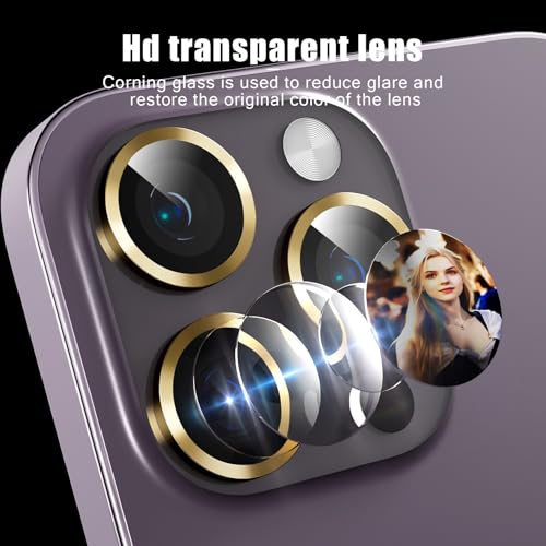 Camera Lens Protector Compatible with iPhone 14 Pro/iPhone 14 Pro Max,Scratch Resistant,HD Clear Tempered Glass Camera Lens Protection Cover,Case Friendly Easy to Install - Gold - color: Gold, size: iPhone 14 Pro/iPhone 14 Pro Max