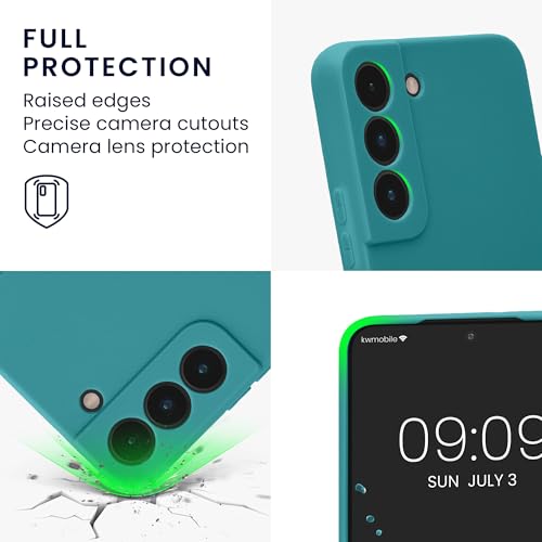 kwmobile Case Compatible with Samsung Galaxy S22 Case - Protective Slim TPU Phone Cover - Soft Matte Finish - Teal Matte - color: teal matte, size: Galaxy S22