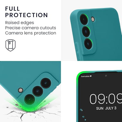 kwmobile Case Compatible with Samsung Galaxy S22 Case - Protective Slim TPU Phone Cover - Soft Matte Finish - Teal Matte - color: teal matte, size: Galaxy S22