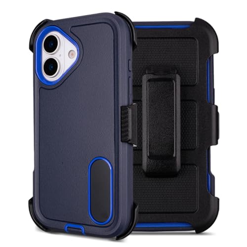 Defender Case for iPhone 17 Case with Belt Clip Holster Navy Blue | Heavy Duty Rugged Protective Phone Case, Dual Layer Shockproof Cover - color: Navy Blue