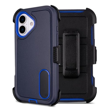 Defender Case for iPhone 17 Case with Belt Clip Holster Navy Blue | Heavy Duty Rugged Protective Phone Case, Dual Layer Shockproof Cover - color: Navy Blue