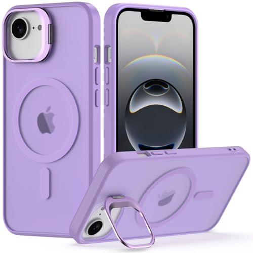 Nvollnoe for iPhone 17e Case,iPhone 16e Case Compatible with MagSafe Military Grade Shockproof Heavy Duty Protective Adjustable Kickstand Matte Semi Clear Phone Cover for iPhone 16e/17e(Light Purple) - color: Light Purple, size: For Iphone 16e-6.1"(1 Len)