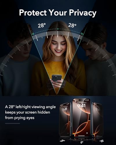 ESR 3 Pack for iPhone 16 Pro Privacy Screen Protector, Armorite | 7X Impact Absorption, 9H+ Tempered Glass, Anti-Spy, Easy One-Pull Installation, UltraFit Tray, Full-Coverage Protection - size: iPhone 16 Pro 6.3 inch