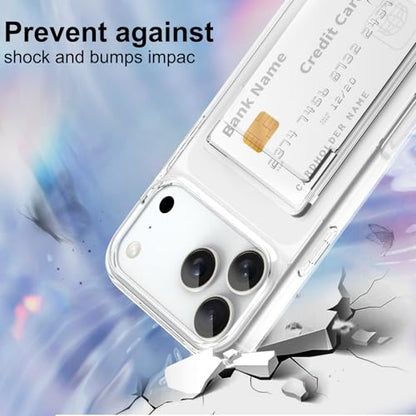 Gukalong Clear Wallet Case for iPhone 17 Pro Max with Credit Card Holder | Hard PC Heavy Duty Shockproof Protection Anti-Scratch Phone Cover Card Slot Anti-Yellowing Case for Women Men - size: for iPhone 17 Pro Max