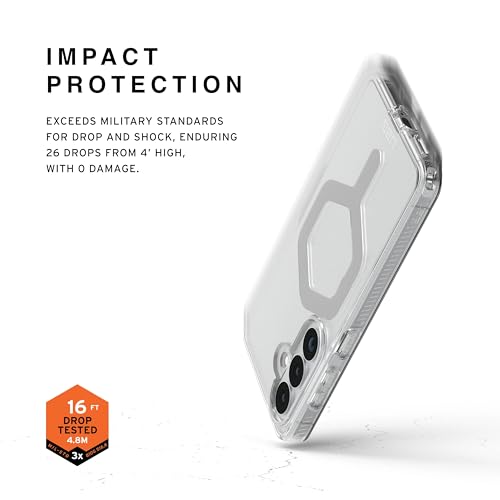 URBAN ARMOR GEAR UAG for Samsung Galaxy S26 Case 6.3" Plyo - Magnetic Charging Compatible Anti-Yellowing Transparent Rugged Military Drop Tested Protective Cover, Ice/Silver - color: Plyo - Ice/Silver