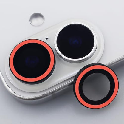 BONVAN for iPhone 17 Camera Lens Protector Glow in the Dark Tempered Glass Screen Accessories Luminous Lens Cover (2PCS) (Red) - color: Red