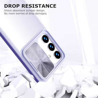 Designed for Samsung Galaxy S25 Ultra Case with Slide Camera Cover, Clear Slim Fit Shockproof Protective Camera Cover Protection Phone Case for S25 Ultra 5G 6.8 inch 2025(Clear Purple) - color: Clear Purple