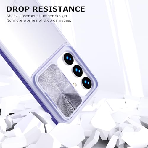 Designed for Samsung Galaxy S25 Ultra Case with Slide Camera Cover, Clear Slim Fit Shockproof Protective Camera Cover Protection Phone Case for S25 Ultra 5G 6.8 inch 2025(Clear Purple) - color: Clear Purple