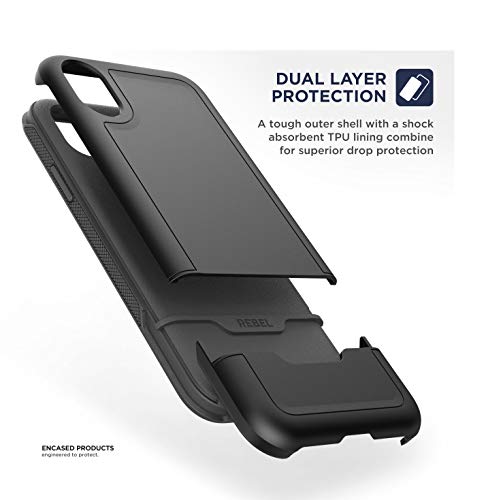 Encased Heavy Duty iPhone XR Protective Case (2018) Military Grade Full Body Cover (Rebel Armor) - Black - color: Black