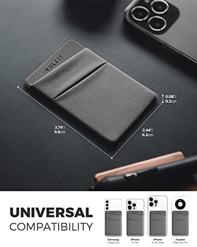 VULKIT Phone Card Holder Slim Elastic Adhesive Phone Wallet Credit Card Sleeves Sticker for Back of Smartphone(Grey) - color: Grey