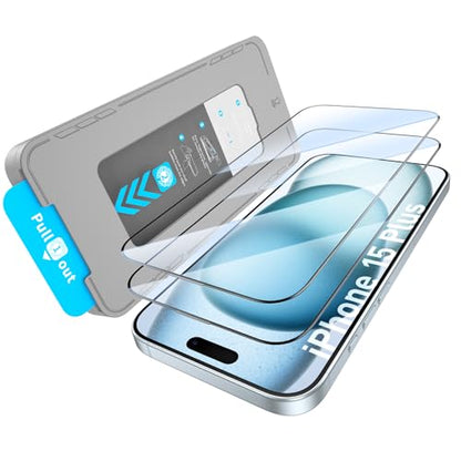 KUZOOM 2Pack HD 9H+ Tempered Glass Screen Protector for iPhone 15 Plus - color: Transparent 15Plus