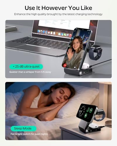 3-in-1 Foldable Wireless Charging Station, 25W Fast Charge + 45W Adapter