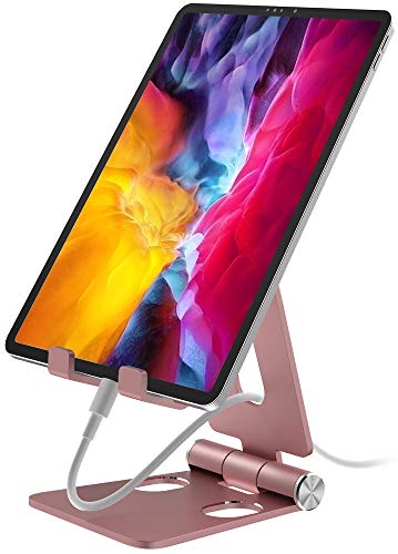 Aduro U-Rise XL Adjustable Aluminum Tablet Stand iPad Holder Foldable Phone Stand Compatible with iPhone iPad Pro 11, 9.7, 10.5 Air Mini 4 3 2, Nexus, Tab, E-Reader (4-12") Rose Gold - color: Rose Gold
